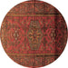 Round Persian Brown Traditional Rug, tr680brn