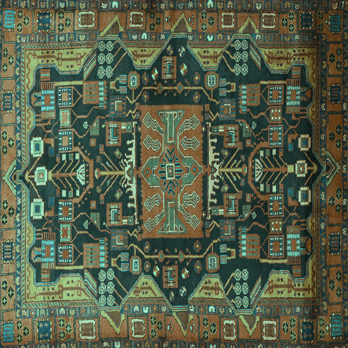 Square Machine Washable Animal Turquoise Traditional Area Rugs, wshtr681turq