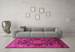 Machine Washable Animal Pink Traditional Rug in a Living Room, wshtr681pnk