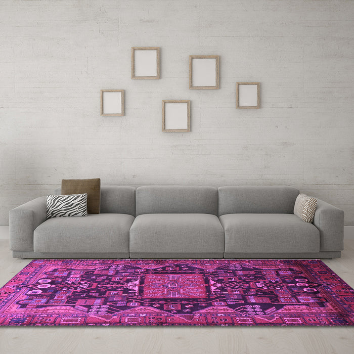 Machine Washable Animal Purple Traditional Area Rugs in a Living Room, wshtr681pur