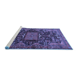 Sideview of Machine Washable Animal Blue Traditional Rug, wshtr681blu
