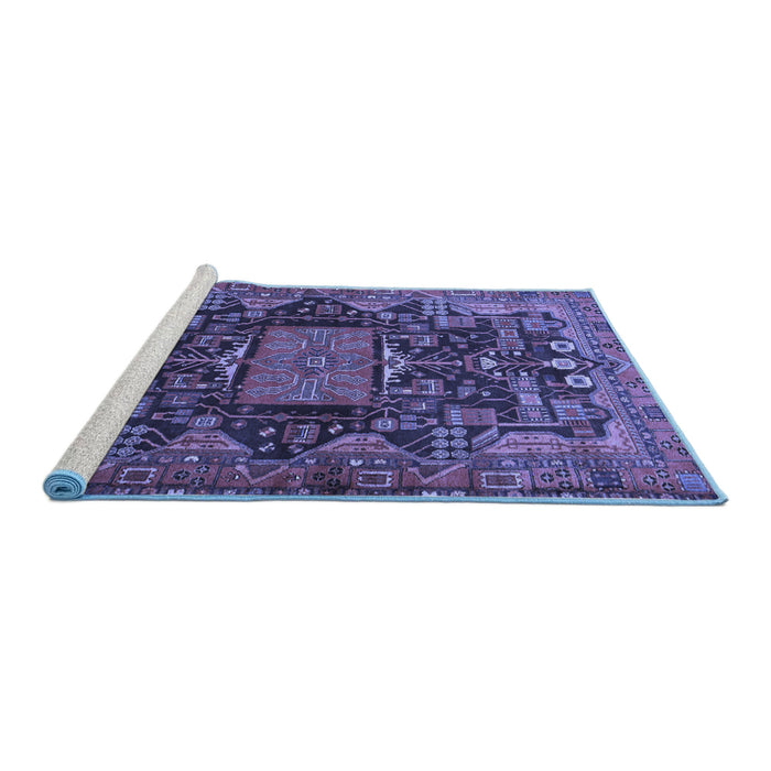 Sideview of Machine Washable Animal Blue Traditional Rug, wshtr681blu