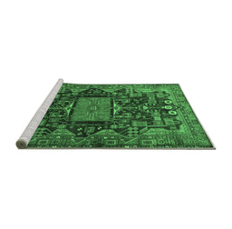 Sideview of Machine Washable Animal Emerald Green Traditional Area Rugs, wshtr681emgrn