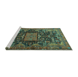 Sideview of Machine Washable Animal Turquoise Traditional Area Rugs, wshtr681turq