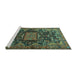 Sideview of Machine Washable Animal Turquoise Traditional Area Rugs, wshtr681turq