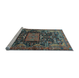 Sideview of Machine Washable Animal Light Blue Traditional Rug, wshtr681lblu