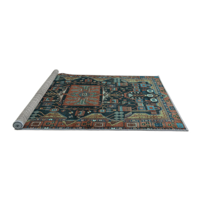 Sideview of Machine Washable Animal Light Blue Traditional Rug, wshtr681lblu