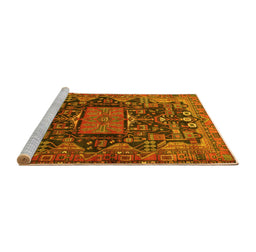 Sideview of Machine Washable Animal Yellow Traditional Rug, wshtr681yw