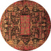 Round Animal Brown Traditional Rug, tr681brn