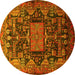 Round Animal Yellow Traditional Rug, tr681yw