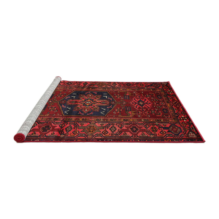 Sideview of Machine Washable Traditional Tomato Red Rug, wshtr682