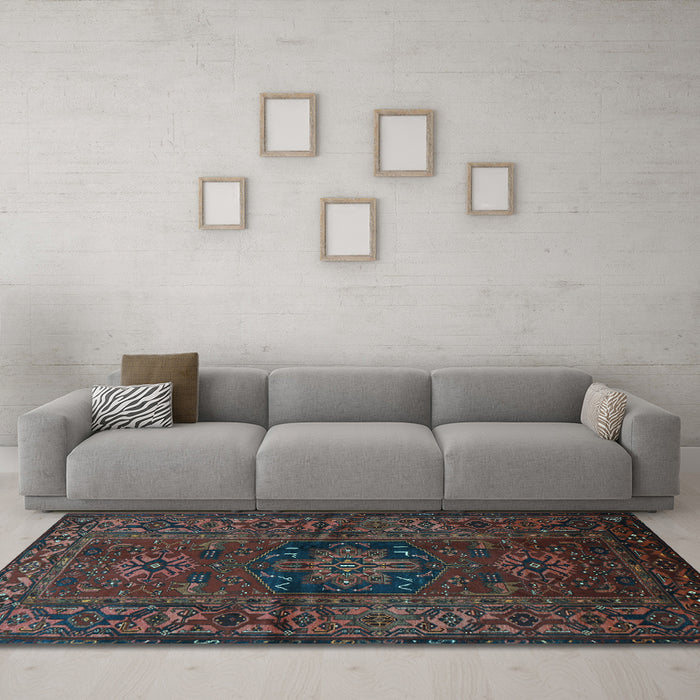 Machine Washable Persian Light Blue Traditional Rug in a Living Room, wshtr682lblu