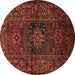 Round Machine Washable Persian Brown Traditional Rug, wshtr682brn