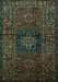 Machine Washable Persian Turquoise Traditional Area Rugs, wshtr682turq