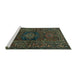 Sideview of Machine Washable Persian Turquoise Traditional Area Rugs, wshtr682turq