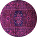 Round Machine Washable Persian Purple Traditional Area Rugs, wshtr682pur