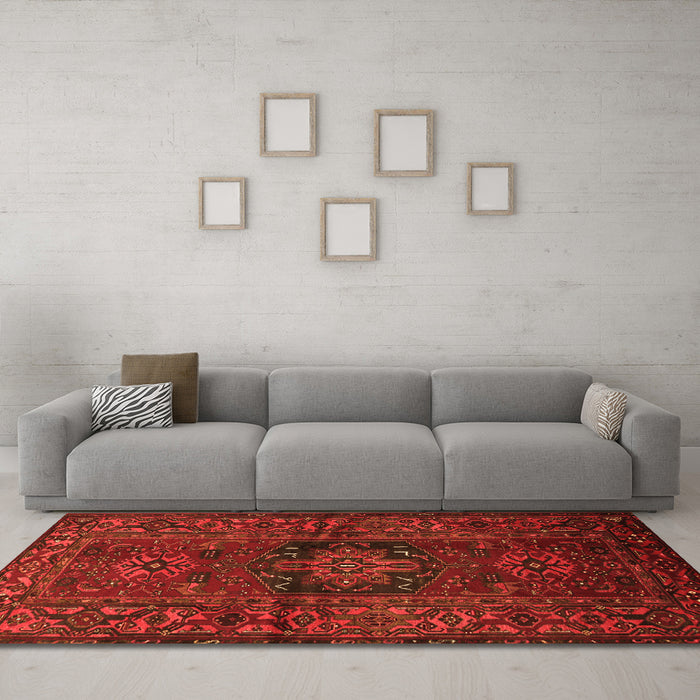 Machine Washable Persian Orange Traditional Area Rugs in a Living Room, wshtr682org