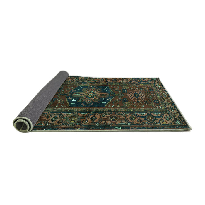 Sideview of Persian Turquoise Traditional Rug, tr682turq
