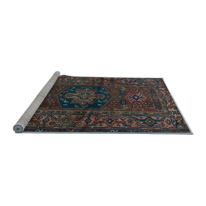 Sideview of Machine Washable Persian Light Blue Traditional Rug, wshtr682lblu