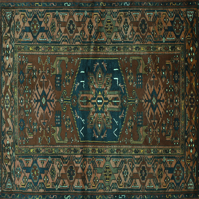 Square Persian Turquoise Traditional Rug, tr682turq