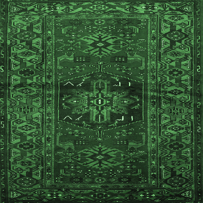 Square Machine Washable Persian Emerald Green Traditional Area Rugs, wshtr682emgrn