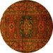 Round Persian Yellow Traditional Rug, tr682yw