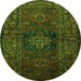 Square Persian Green Traditional Rug, tr682grn