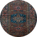 Round Machine Washable Persian Light Blue Traditional Rug, wshtr682lblu