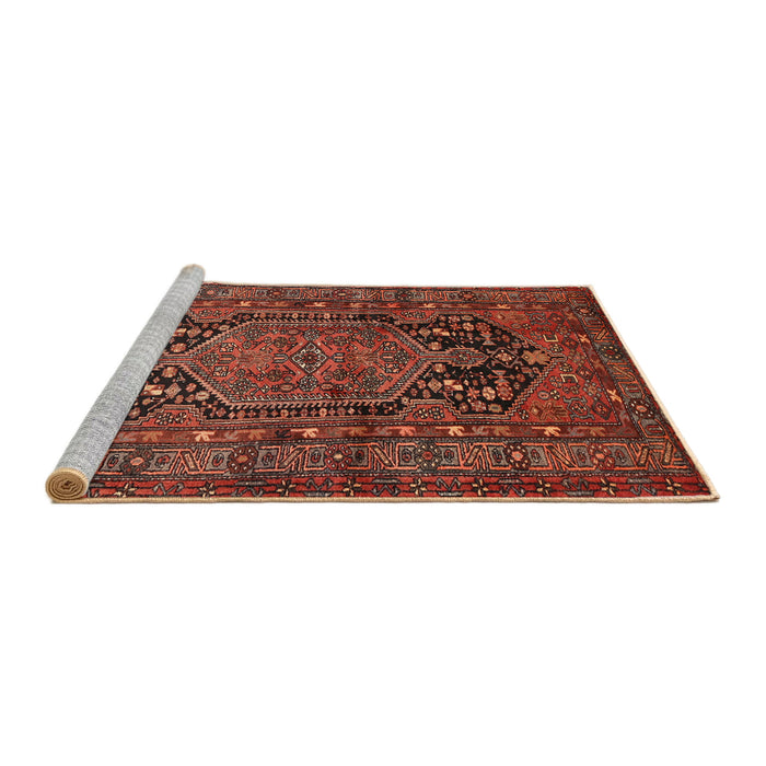 Sideview of Machine Washable Traditional Saffron Red Rug, wshtr683
