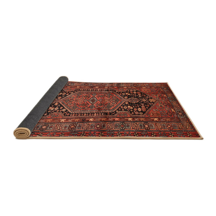 Sideview of Traditional Saffron Red Persian Rug, tr683