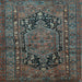 Square Machine Washable Persian Light Blue Traditional Rug, wshtr683lblu