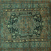 Square Machine Washable Persian Turquoise Traditional Area Rugs, wshtr683turq