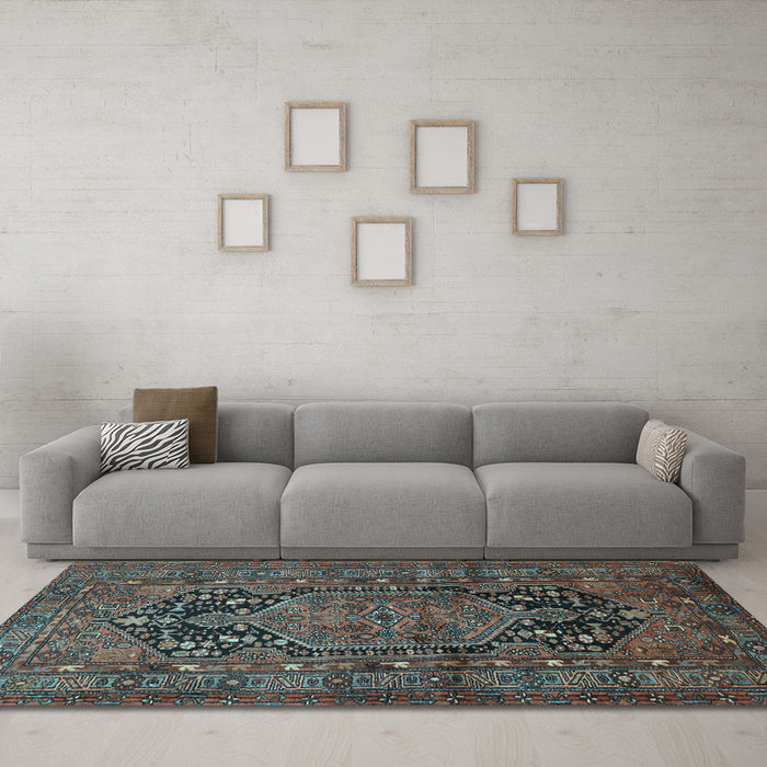 Machine Washable Persian Light Blue Traditional Rug in a Living Room, wshtr683lblu