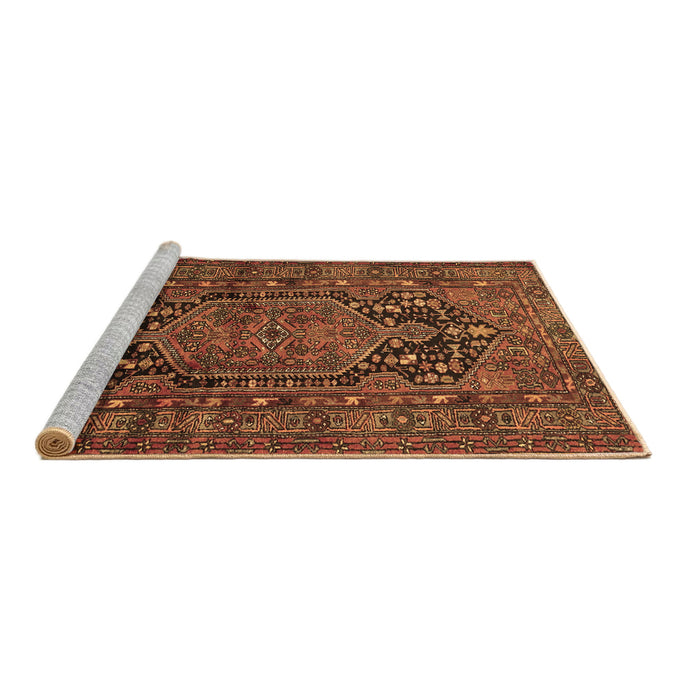 Sideview of Machine Washable Persian Brown Traditional Rug, wshtr683brn