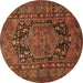 Round Machine Washable Persian Brown Traditional Rug, wshtr683brn