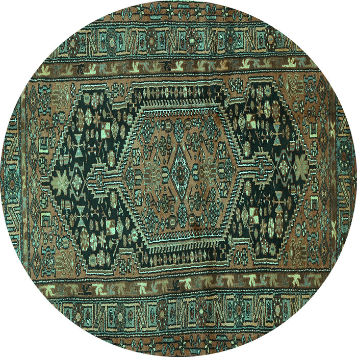 Round Machine Washable Persian Turquoise Traditional Area Rugs, wshtr683turq
