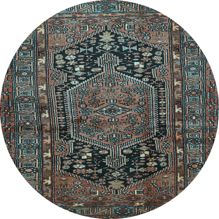 Round Machine Washable Persian Light Blue Traditional Rug, wshtr683lblu