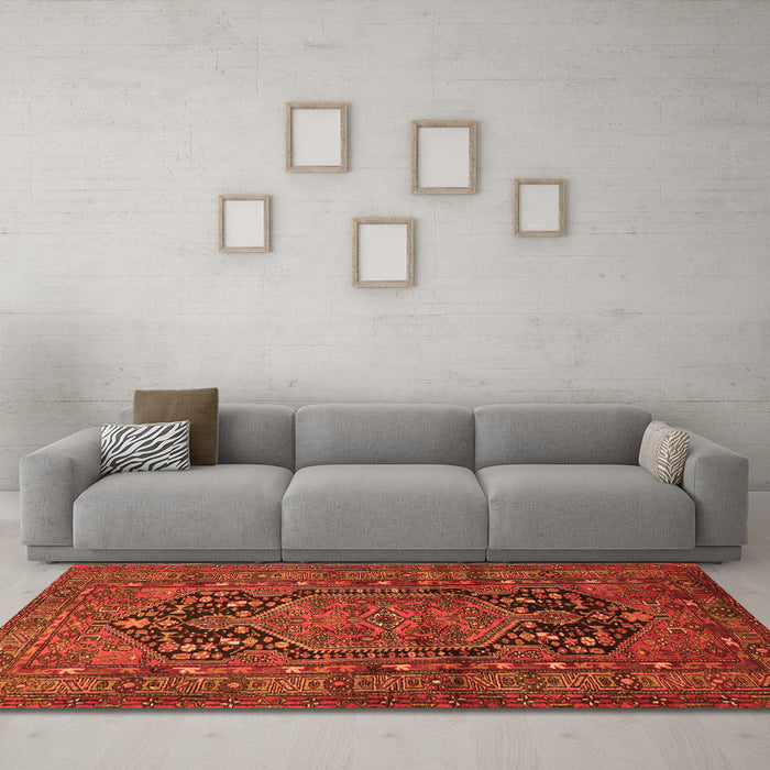 Machine Washable Persian Orange Traditional Area Rugs in a Living Room, wshtr683org