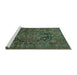 Sideview of Machine Washable Persian Turquoise Traditional Area Rugs, wshtr683turq