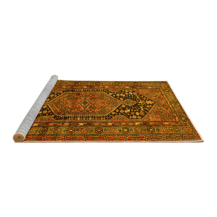 Sideview of Machine Washable Persian Yellow Traditional Rug, wshtr683yw