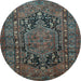 Round Persian Light Blue Traditional Rug, tr683lblu