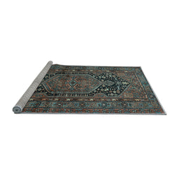 Sideview of Machine Washable Persian Light Blue Traditional Rug, wshtr683lblu