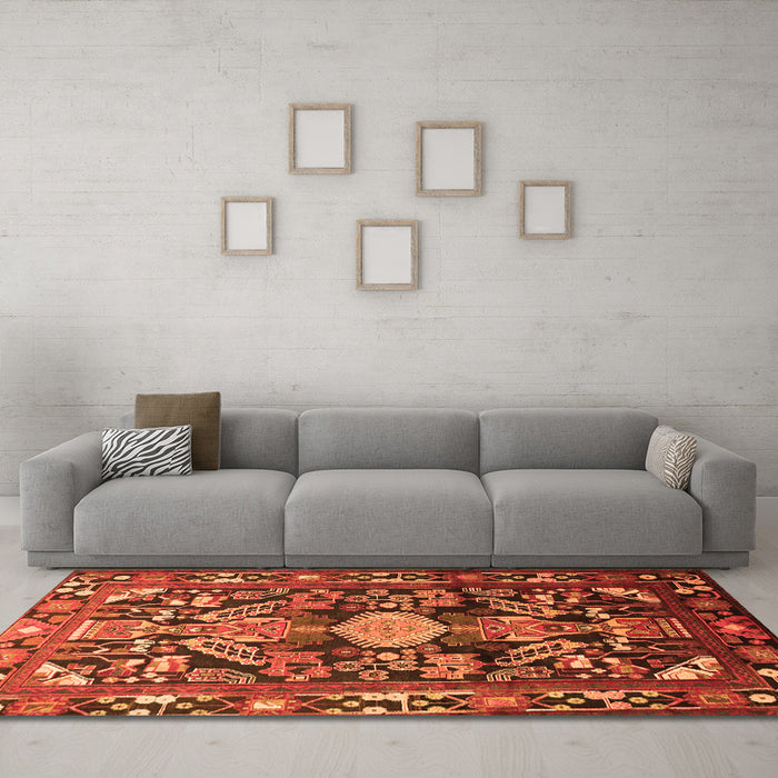 Machine Washable Animal Orange Traditional Area Rugs in a Living Room, wshtr684org
