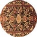 Round Animal Brown Traditional Rug, tr684brn