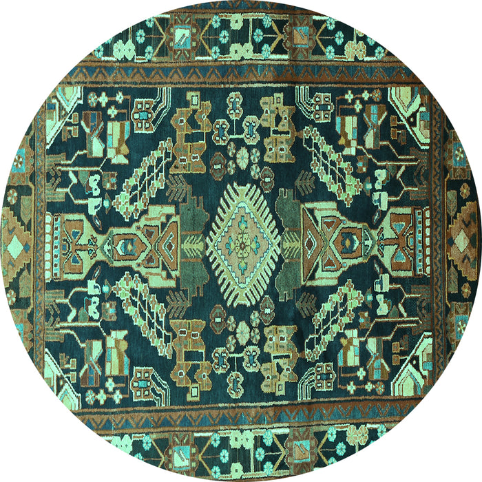 Round Animal Turquoise Traditional Rug, tr684turq