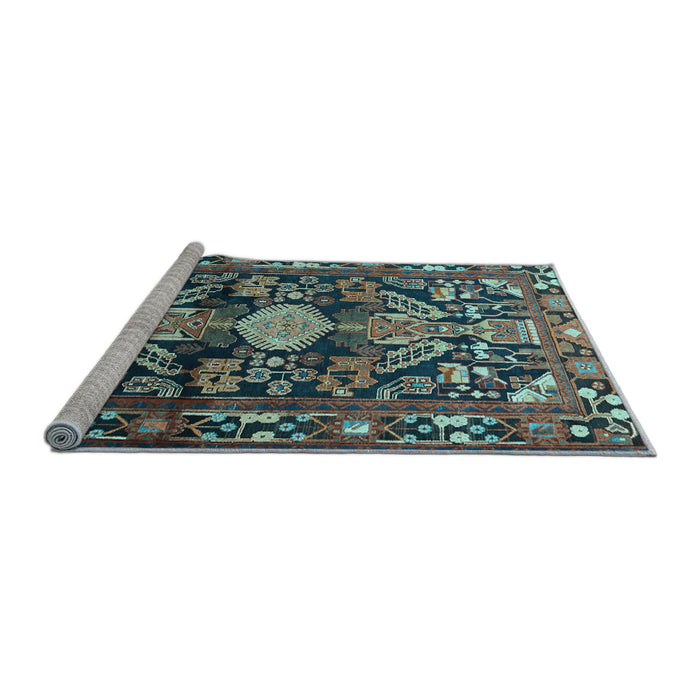Sideview of Machine Washable Animal Light Blue Traditional Rug, wshtr684lblu