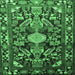 Square Animal Emerald Green Traditional Rug, tr684emgrn