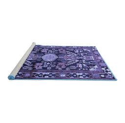 Sideview of Machine Washable Animal Blue Traditional Rug, wshtr684blu