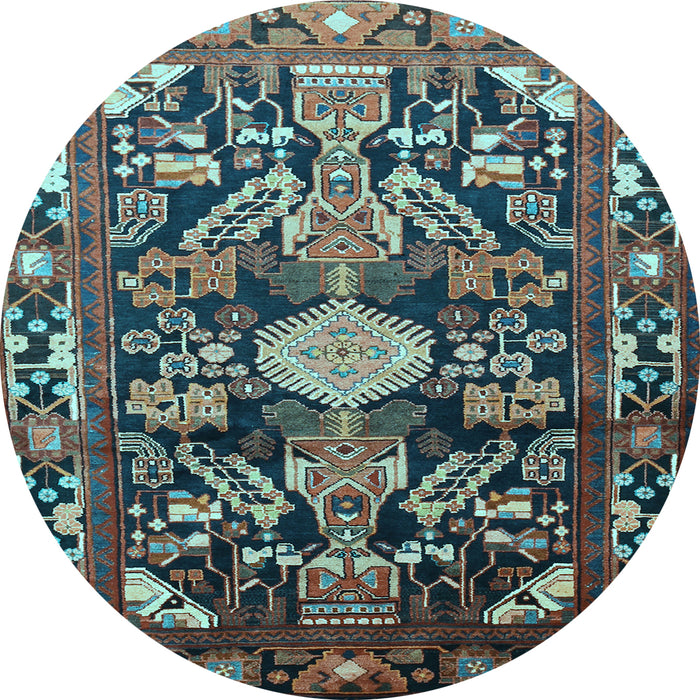 Round Animal Light Blue Traditional Rug, tr684lblu