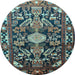 Round Animal Light Blue Traditional Rug, tr684lblu